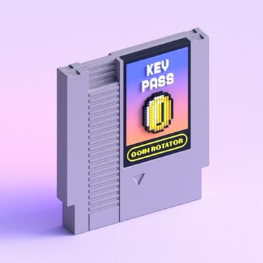 The CoinRotator Key Pass NFT, rendered as a retro game cartridge